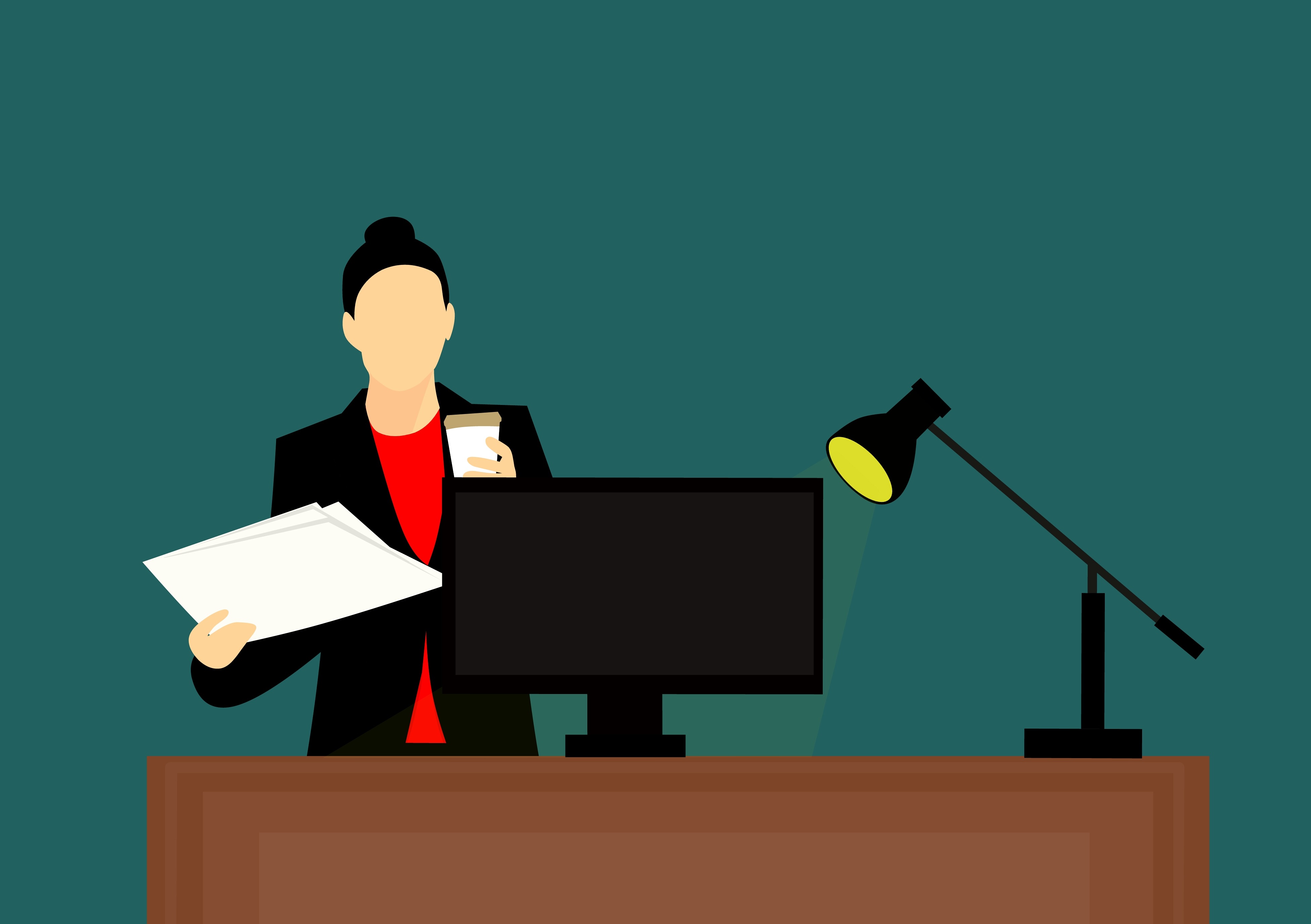 Illustration of office worker at desk